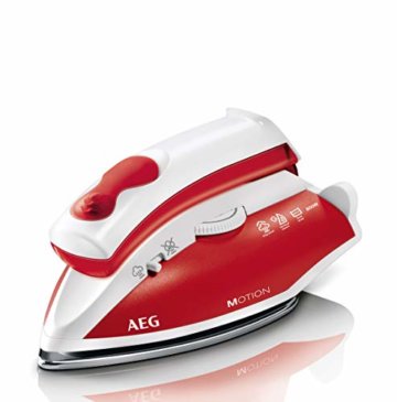 AEG DBT 800 Reise-Dampfbügeleisen (Variabler und kontinuierlicher Dampf, ergonomischer Klappgriff, inkl. Reisebeutel, Edelstahl Bügelsohle, Dampfstoß 45g/Stoß, 60 ml Wassertank, 1,9 m Kabel, rot/weiß) - 3