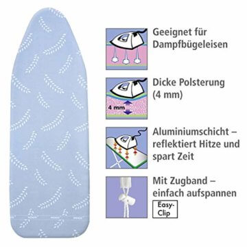 WENKO Bügeltischbezug Air Comfort L, Bügelbrettbezug mit 5-lagiger Komfort-Polsterung mit Aluminiumschicht für knitterfreies Bügeln, Hitzereflektion und Dampfsperre, Öko-Tex Standard, max. 125 x 45 cm - 3