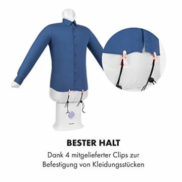 Klarstein ShirtButler Deluxe automatisches Trocken- und Bügelgerät, 2-in-1: Trocknen und bügeln, 1250 W Sicherheits-Heizer, HotAir Tension-Technologie, Timer: 0-180 Min. Material: Oxford-Nylon, weiß - 5